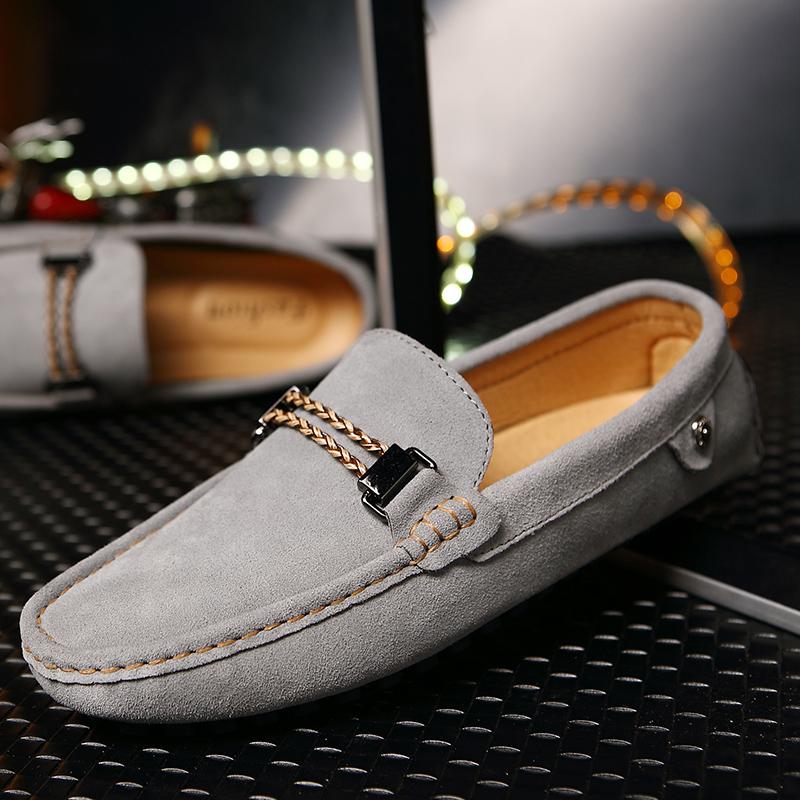 Men Loafers Moccasins Fashion Casual Suede Leather Shoes Men'S Blue Slip On Shoes Moccasins For Man Flats Leisure Summer Shoes