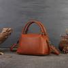 Johnature Handbag Genuine Leather Women Bag Retro Solid Color Versatile Large Capacity Shoulder & Crossbody Bags