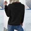 Women's Casual Solid Color Slim Fit Sweater Textured Stand Collar Long Sleeve Top