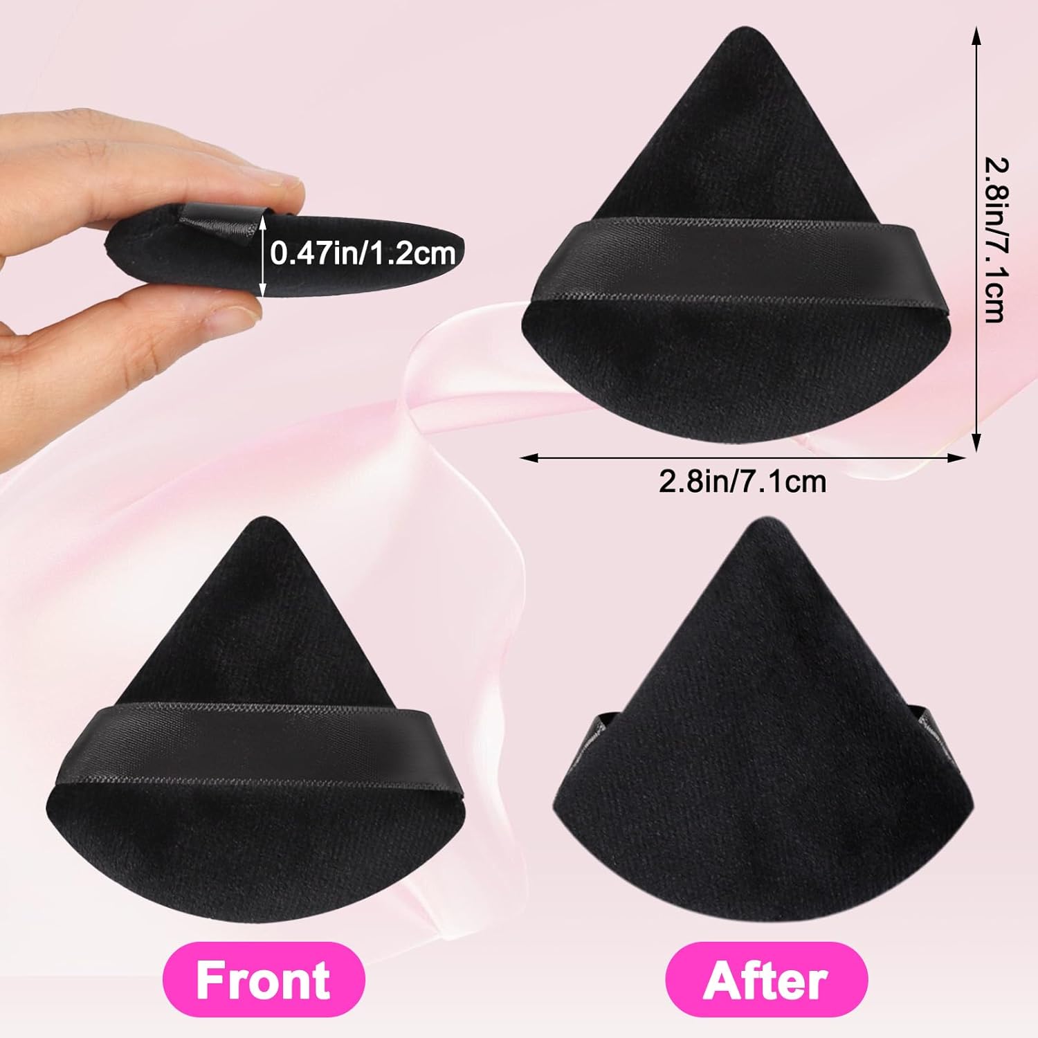 12Pcs Powder Puff,Triangle Powder Puff Setting Powder Puffs Face Makeup Puffs for Body Loose Powder Beauty Makeup Tool Black