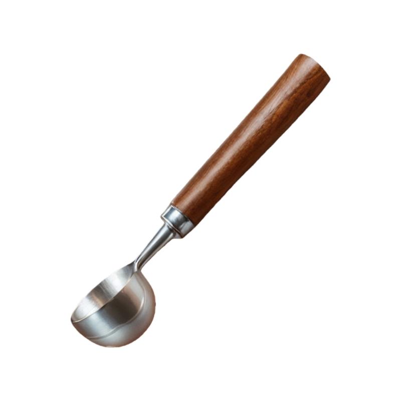 Accurate Measuring Spoon for Coffee Bean Features Comfortable Walnuts Wood Handle and Stainless Steel Construction
