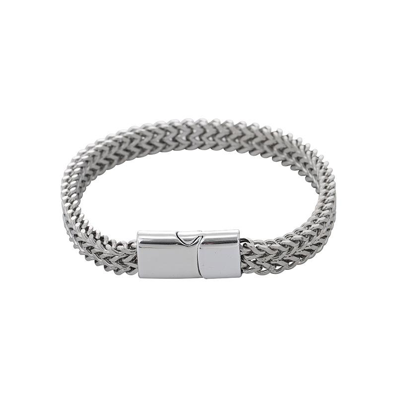 Hip Hop Stainless Steel Fish Scale Bracelet Men Double Row Front Back Punk Jewelry Trendy Gifts for Men Biker Rock