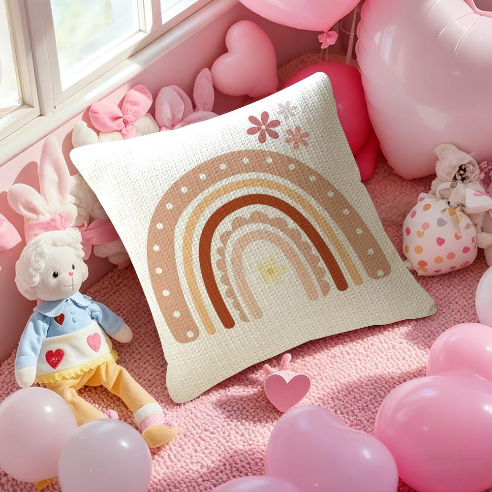 Rainbow Print Pillow Case Anti-Dustmite Pillowcase Invisible Zipper Silky Short Plush Sofa Cushion Cover