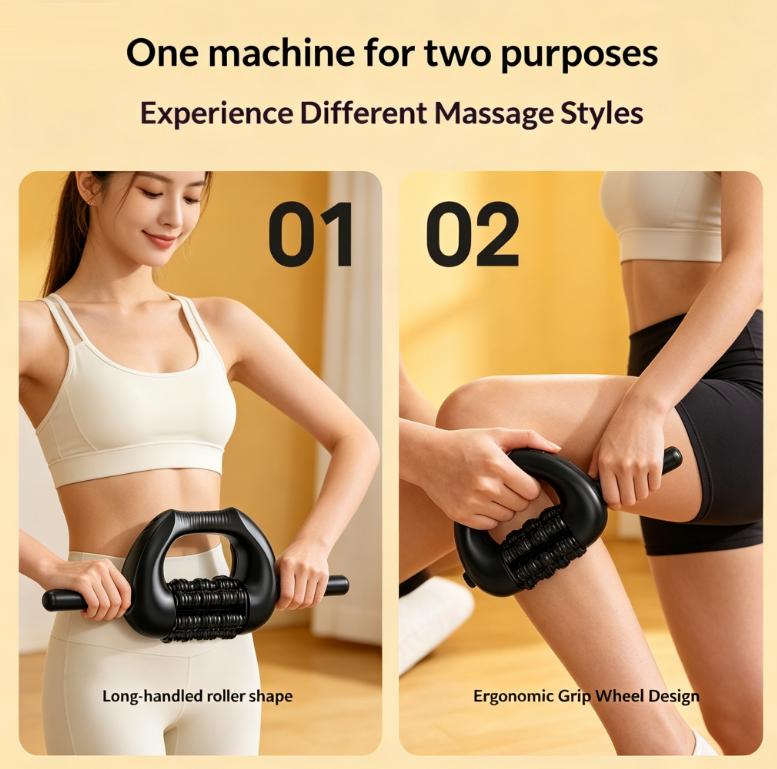 Roller Massager – Full Body Deep Muscle Massage Tool, Type-C Rechargeable, 2000mAh, for Shoulder Back Leg Foot