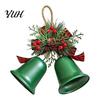 Winter Seasonal Party Supplies Christmas Bell Ornaments, Metal Double Jingle Bells Xmas Tree Hanging Indoor Holiday Scene Arrangement Decoration with