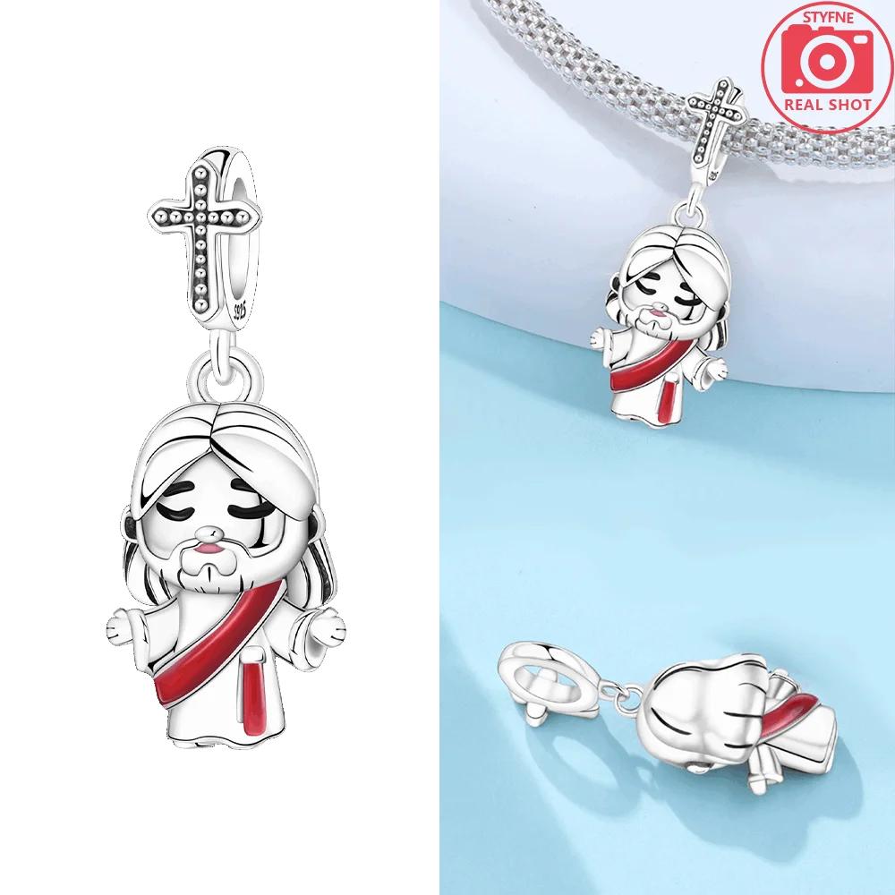 Graduating Boy Original Copper Fireman Bead Jesus Pendant Holding Star Pink Girl Beads Fit Bracelet Women Jewelry Gift Diy