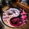 Dragon Yin Yang Mat for Decor , Harmony Design Flannel Carpet , Non-Slip Round Rug for Bedroom Study Living Room Meditation Space