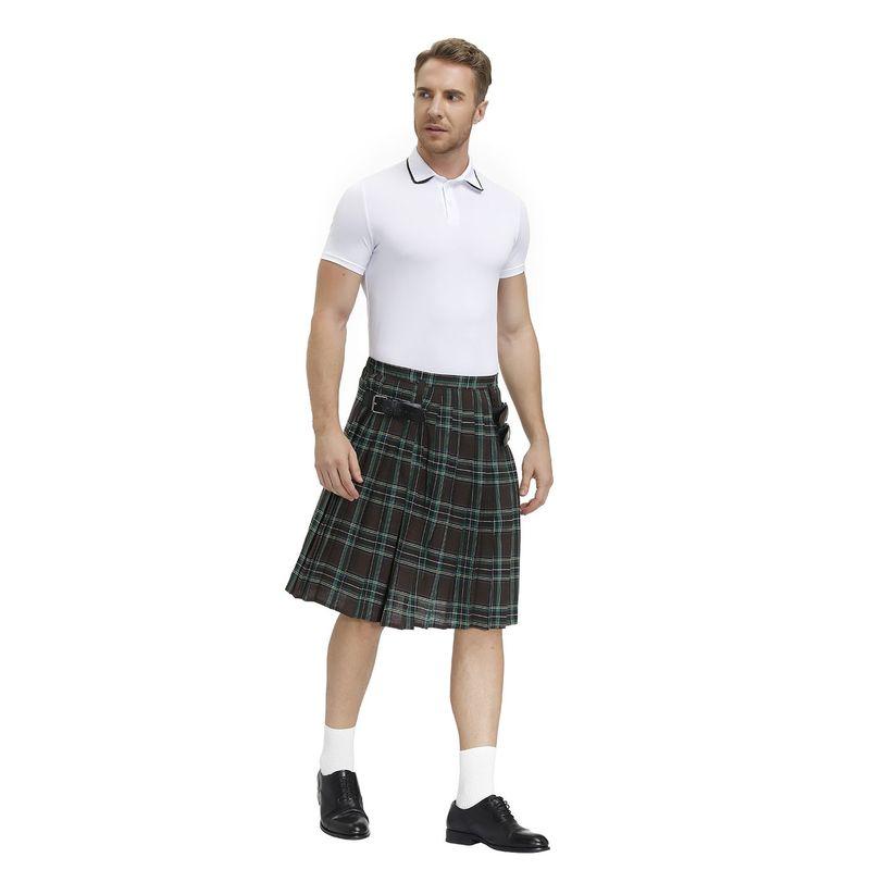 Neues Schottisches Festival-Rock Herren karierter Faltenrock Bierkleidung Außenhandel Unisex High-Waist Elastischer Halbrock für Herren