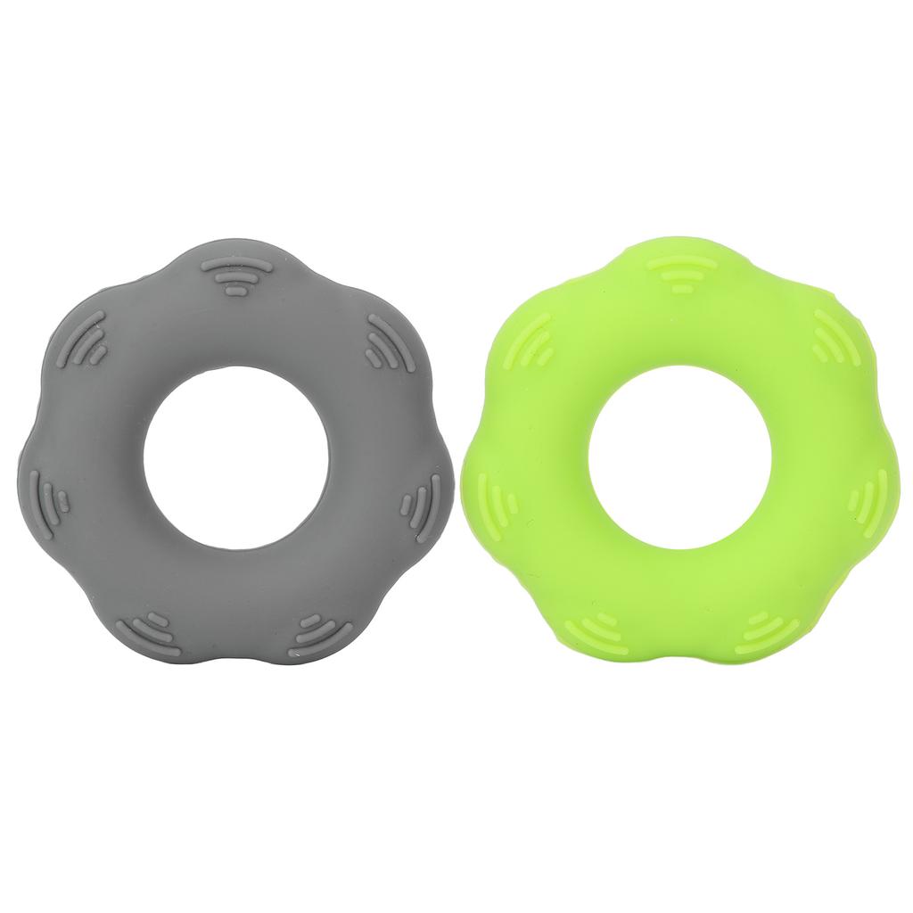 2pcs Hand Grip Strengthener Silicone 40lb Green Exerciser Ring 40lb Gray Strength Ring for Muscle Training Massage