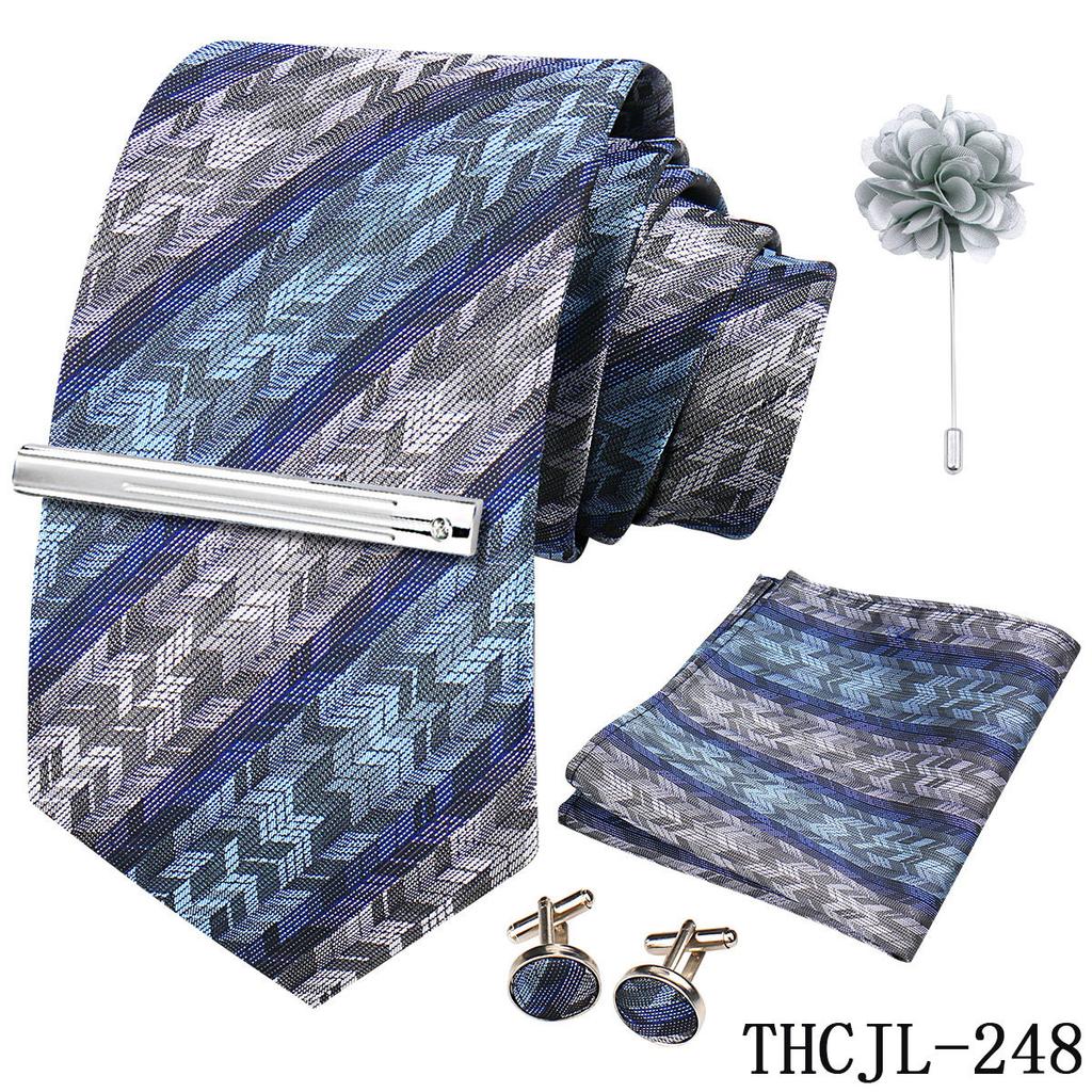 Men'S Business Dress Tie 5-Piece Groom Best Man Dress Accessories Gaowei Dense Jacquard Tie Worker