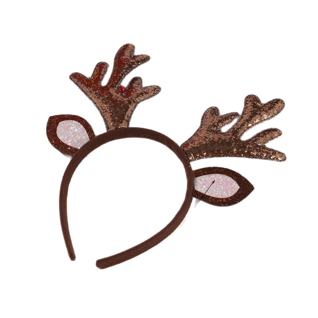Sequins Reindeer Antler Hairband Hair Hoop Cosplay Headdress Christmas Dress Up Hair Accessory Prop 2025 Christmas Decoration