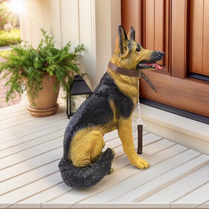 German Shepherd Resin Sculpture: Large Wolfdog Model for Courtyard Decor