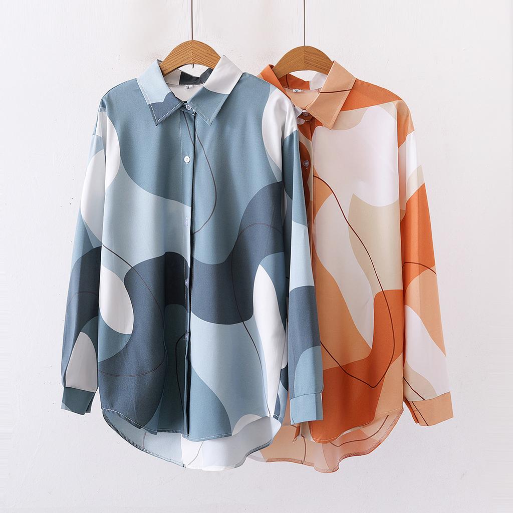 Dámská nová košile s květinovým potiskem, volným límcem a dlouhým rukávem