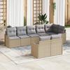 vidaXL 8-piece Garden Sofa Set with Beige Poly Rattan Cushions, vidaXL 2-seater Garden Sofa with Cushions 3345750