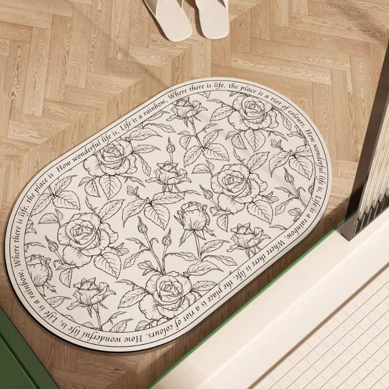 Bathroom Cabinet, Diatomaceous Earth Door Mat, Quick Drying and Anti Slip Floor Mat, Toilet and Bathroom Entrance Mat