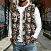 Gilet da uomo casual con cappuccio, senza maniche, con zip e stampa natalizia per feste di festa