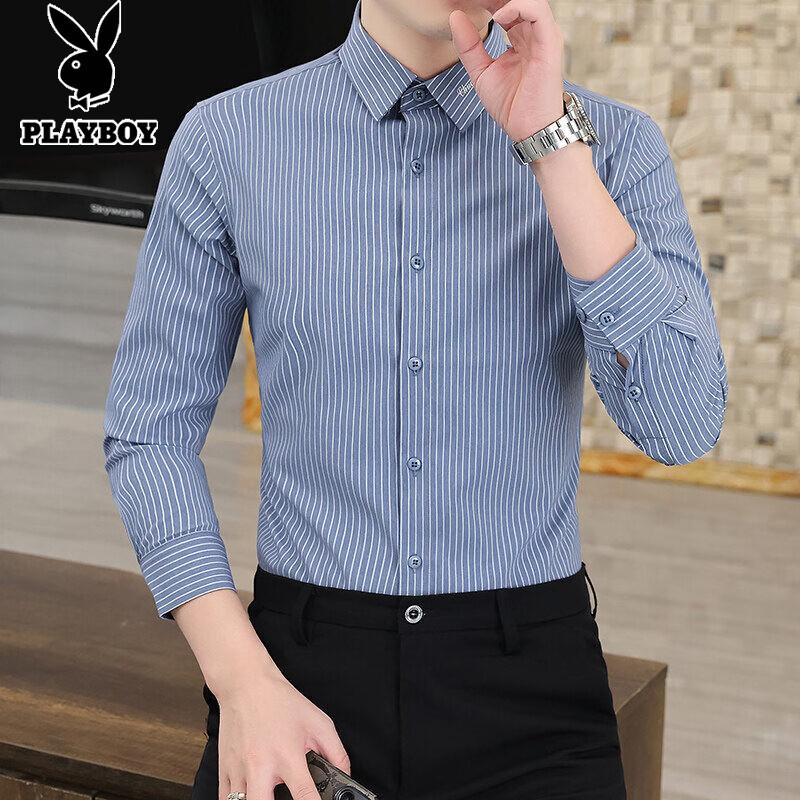PLAYBOY Men s Long Sleeve Striped Shirt M