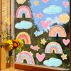 Rainbow stars clouds colorful sunlight static sticker glass window home decoration wall sticker window sticker