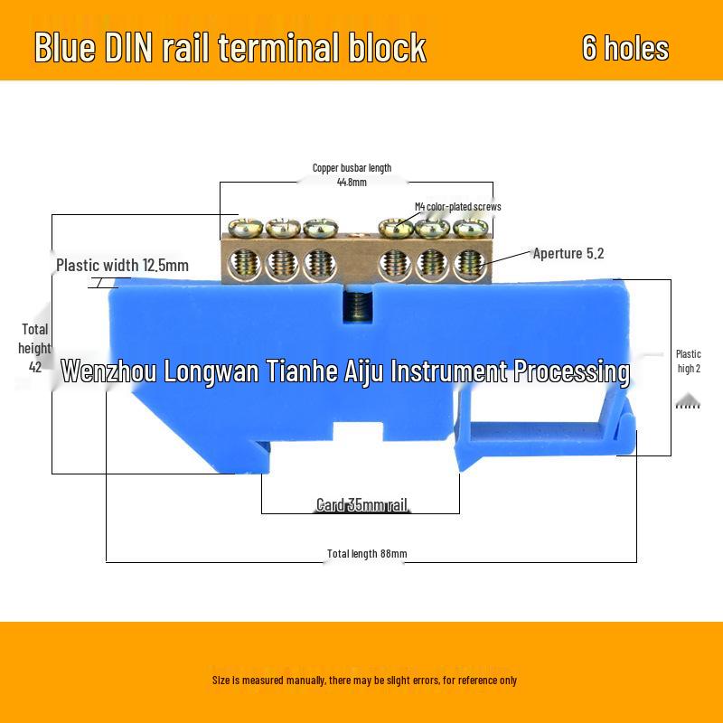 6-14 Hole DIN Rail Copper Busbar Distribution Box & Neutral Terminal Block