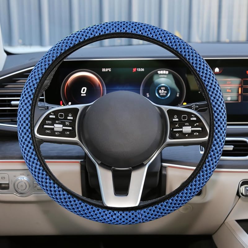 Elastic Stretch Steering Wheel Cover, Anti-Slip 15 Inch Microfiber Odorless Breathable Ice Silk Car Steering Wheel Protector, Easy Carry, Warm In