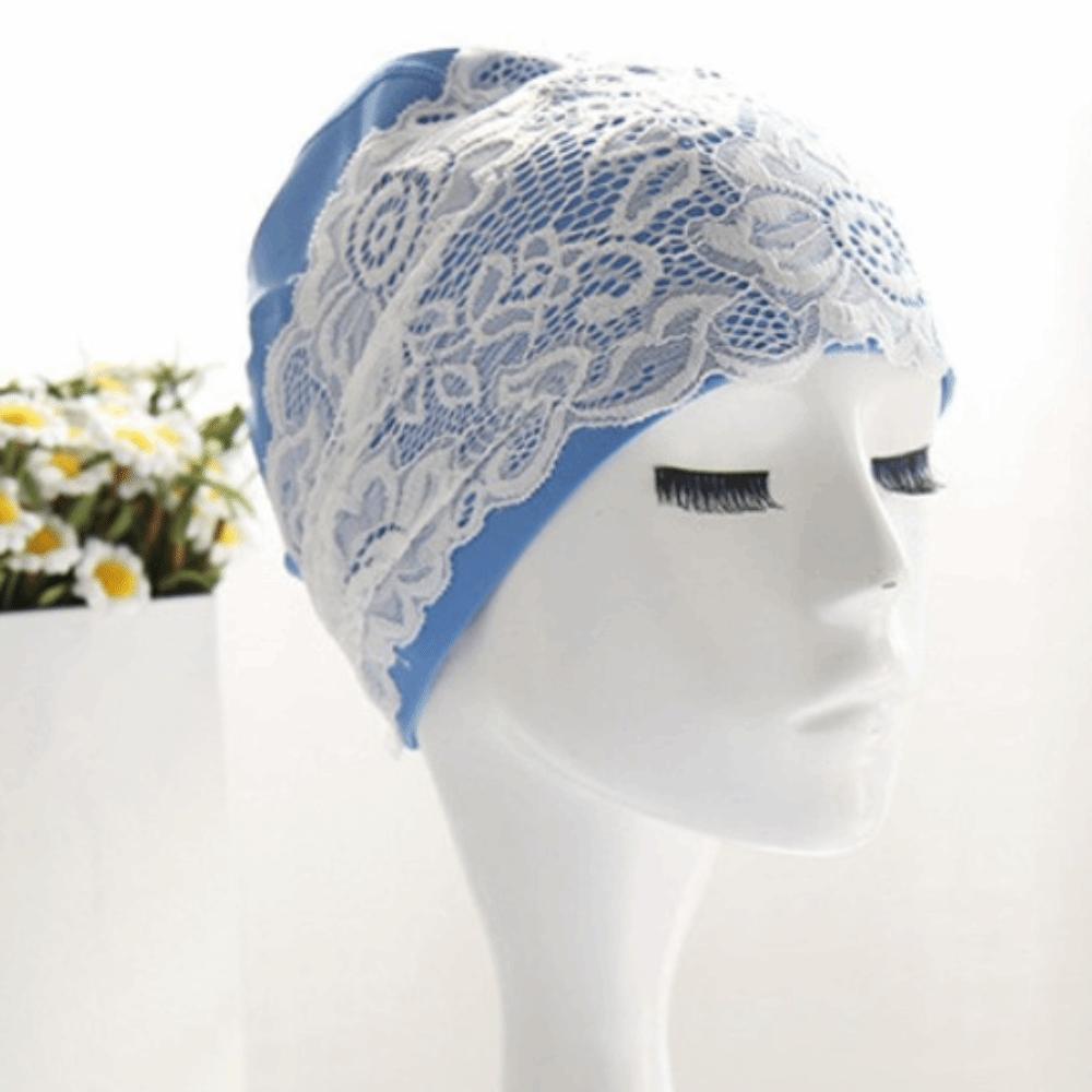 Lace Swimming Cap PU Ear Protect Cap Fashion look Waterproof Swim Hat Daily