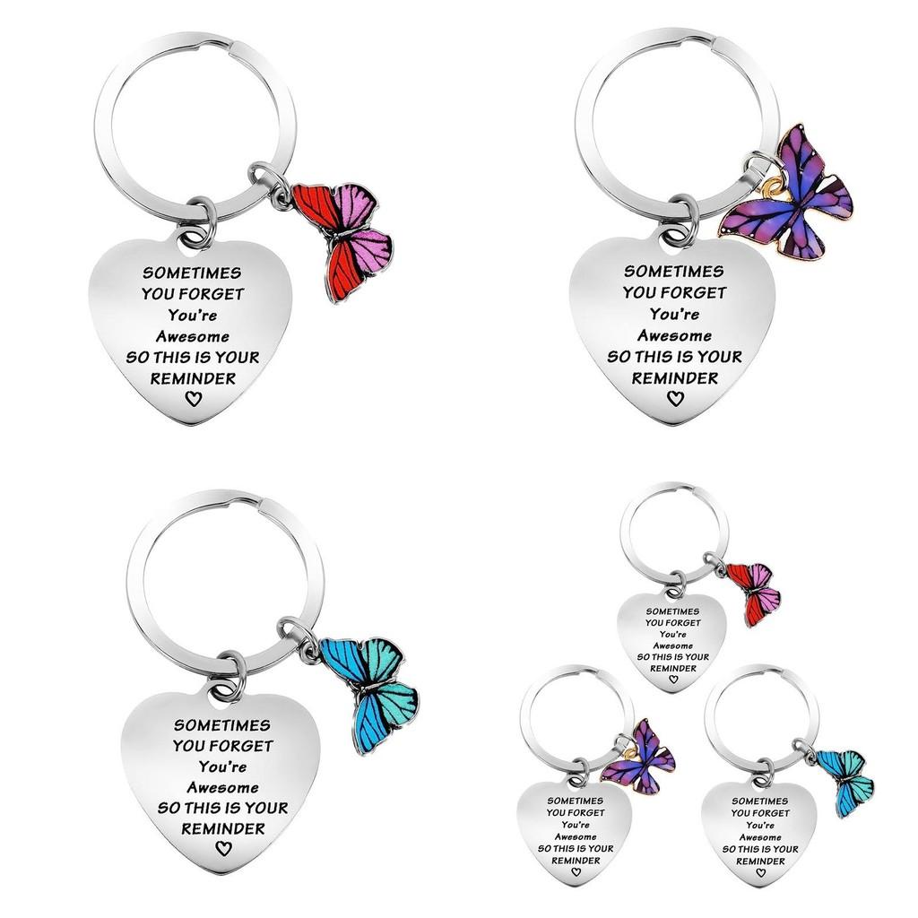 Steel Stainless Contemporary Keychain Inspirational Butterfly Accessory For Colleagues Classmates And