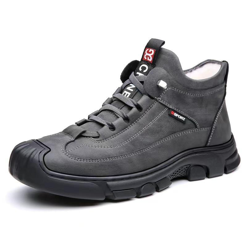 Winter Cotton Shoes for Men with Plush Insulation Snow Boots with High Top Comfortable Non Slip Wear-resistant Men's Shoes Outdoor Casual Shoes