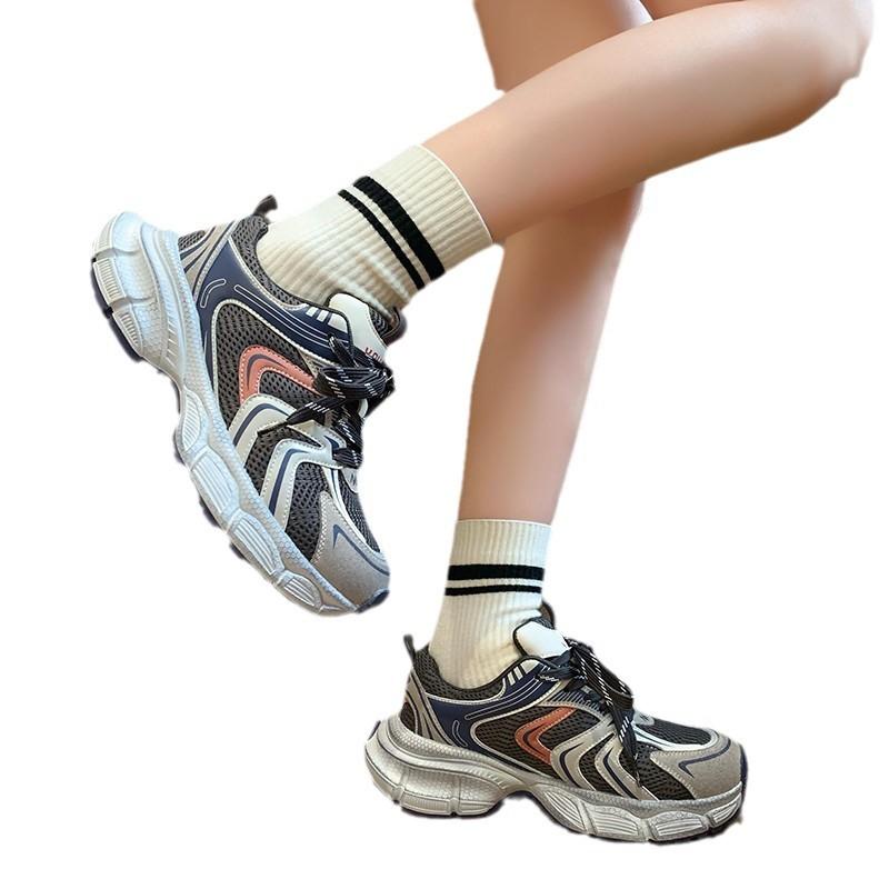 Dad Shoes Girl 2025 Autumn New Versatile Mesh Breathable Retro Niche Thick-soled Lightweight Casual Sneakers