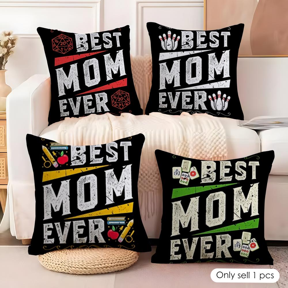 Best Mom Ever Cushion Cover Soft Plush Fabric DoubleSided Printed Cushion Covers for All Seasons Modern Home Decor