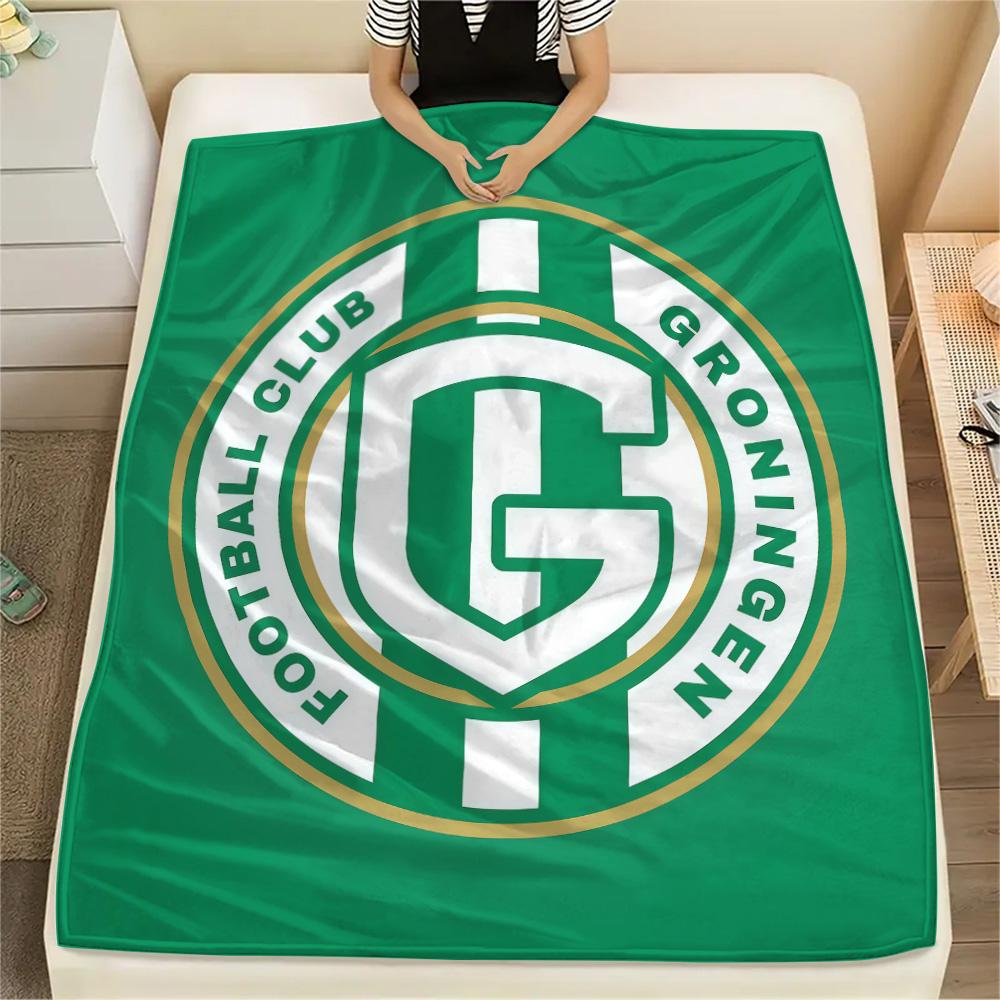 FC Groningen Koc Flanelowy z Nadrukiem, Wysoka jakość, Wygodny na Wszystkie Pory Roku, Wystrój Domu, Ciepło i Komfort