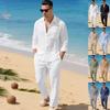Men's Autumn Linen Lapel Shirt & Beach Pants Set