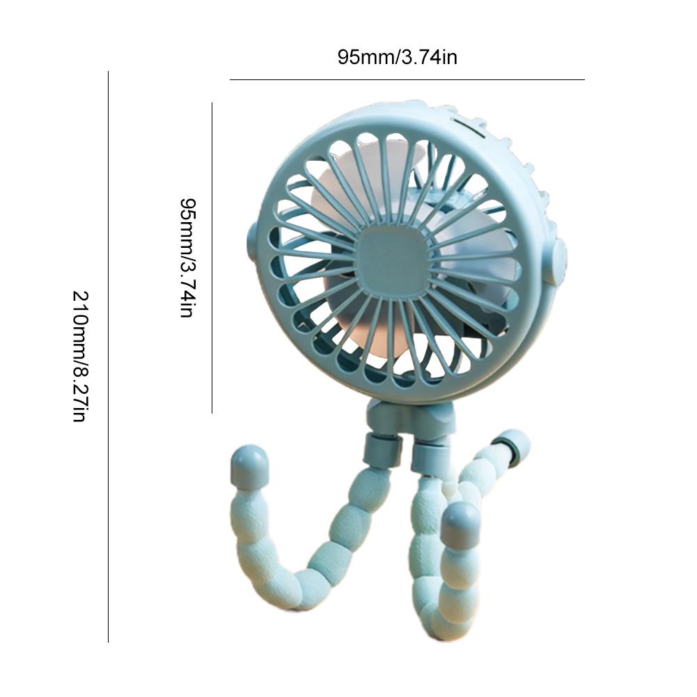 Baby Stroller Fan 3 Speeds Portable Fan with Night Light Personal Fan Rechargeable for Stroller Car Seat Treadmill Camping