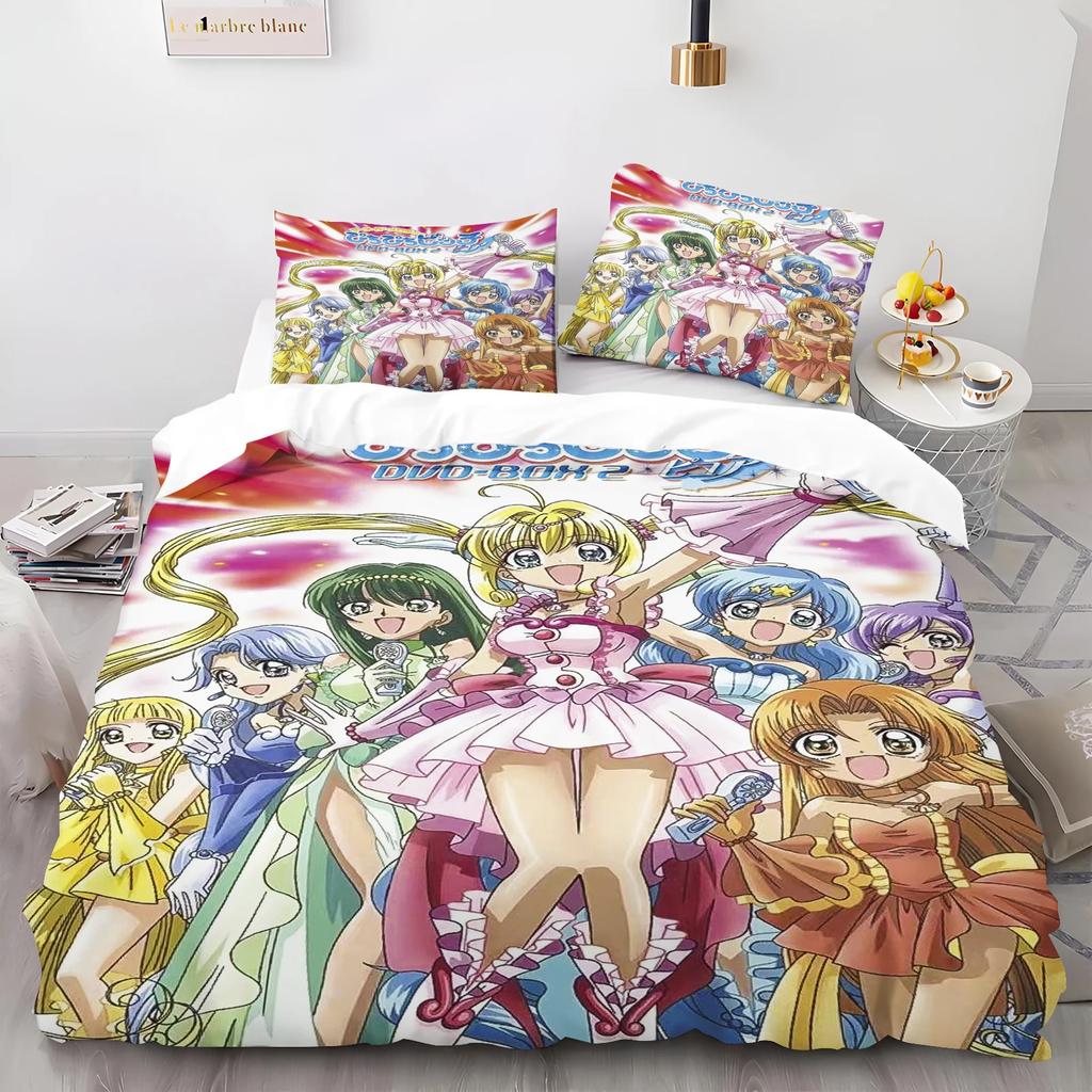 Cartoon Mermaid Melody Duvet Cover And Pillowcase Set for Adults And Children Bedroom Decoration Single Double Large Size