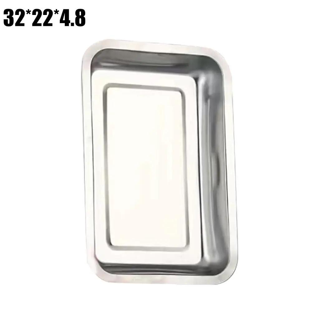 Stainless Steel Barbecue Tea Storage Serving Trays Grill Rectangle Meat Utensils Restaurant Rice Sausage Steamed Metal Plat R5F5