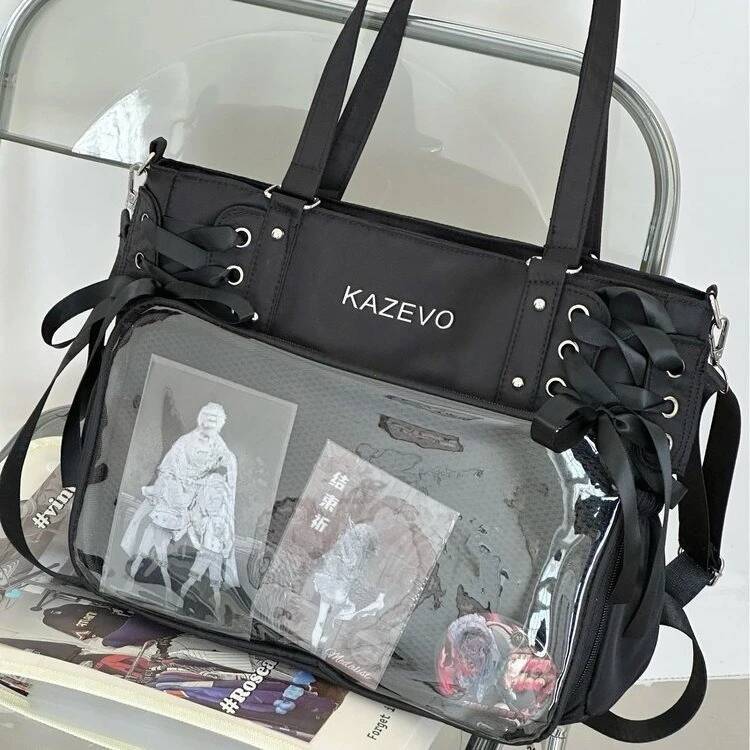 New Y2k Sweet Anime Ita Tote JK Two-dimensional Sling Carry Bag Lolita Female Transparent Shoulder Bag Otaku DIY Comic Display Handbag