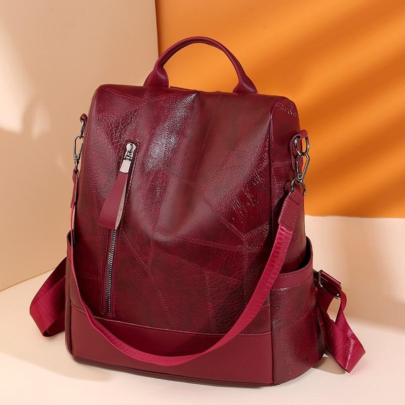 Backpack women's new fashion trend leather high sense retro simple light casual commute to work backpack
