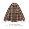 2024 Spring and Autumn Japanese Style Retro Plaid Long Sleeve Shirt Boys and Teenagers Feel Ruan Handsome Thick Wool Shirt Coat
