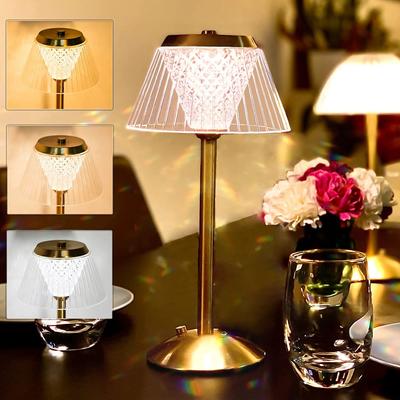 New Elegant and Beautiful Rechargeable LED Crystal Table Lamp with Dimming Function - Sophisticated Wireless Night Light for Hot
