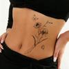 Autocollant de Tatouage Papillon Coquelicot Dessin au Trait Noir Gris High-End Imperméable et Longue Durée Fleur de la Taille et de l'Abdomen Petit Motif