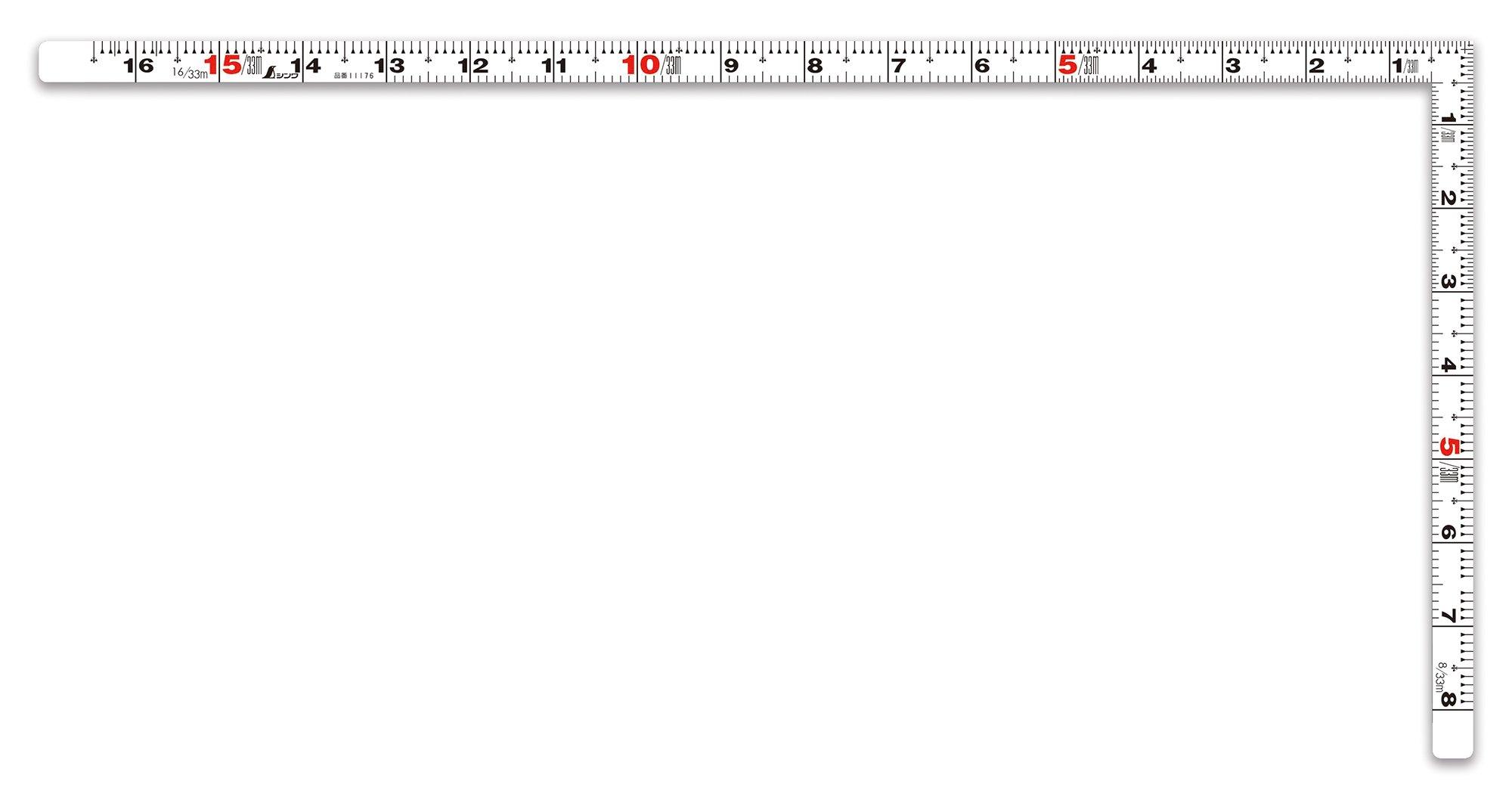 

Shinwa Sokutei Curved Ruler Flat Pita White Same Size on Front and Back 11176, білий