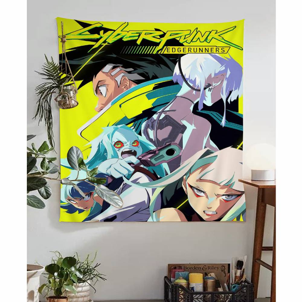 Anime CCyberpunk EEdgerunners Colorful Tapestry Wall Hanging Bohemian Wall Tapestries Mandala Wall Art Decor