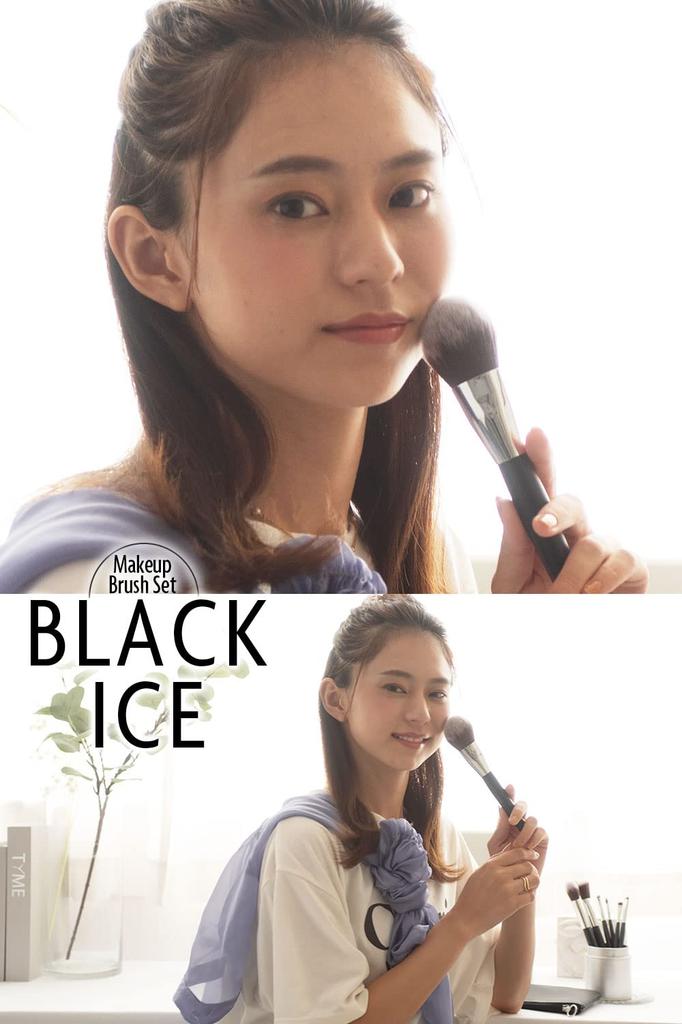 Frepice Makeup Brushes [Set of 8] Powder Brush, Cheek Brush, Makeup Brush Pouch, Makeup/Black Ice