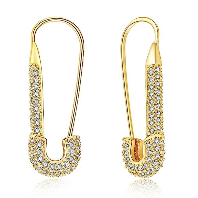 Huitan Chic Paper Clip Design Earrings for Women Simple Stlish Girls Piercing Earrings  Color/Gold Color Exquisite Jewelry