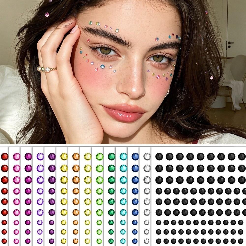 10 Sheets with Adhesive Backing Face Eye Jewels Sticker DIY Crystal Gem Sticker Gift Decor