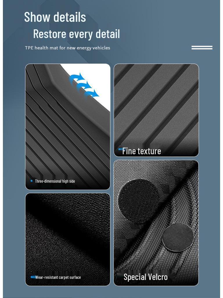 Eco-Friendly TPE Car Floor Mats for 2019-2025 Tesla Model Y, Left/Right Drive.
