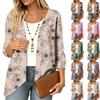 Damen Retro Blumenmuster Dreiviertelärm Lockerer Leichter Cardigan für Lässige Alltagsmode