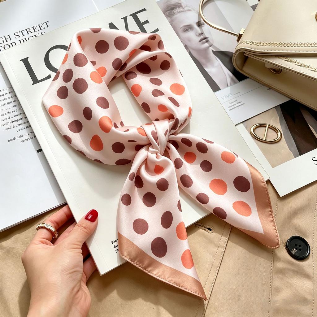 Simple temperament Spring and summer female imitation silk scarf versatile Korean version casual small square scarf neck protection decorative scarf