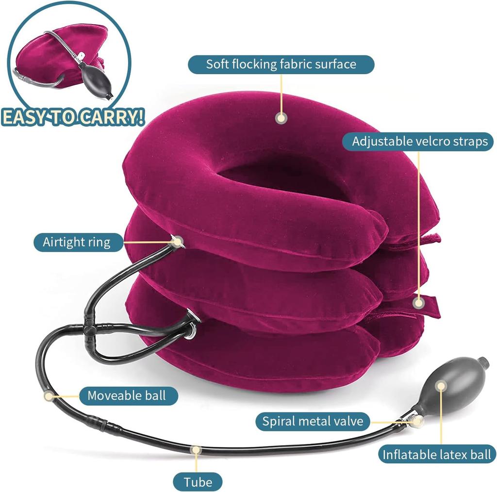 Natahovač krku – nafukovací krční trakční zařízení pro úlevu od bolesti krku, nastavitelná krční ortéza, domácí použití