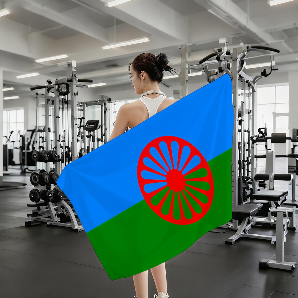 Asciugamano Bandiera Popolo Rom Gitano Asciugatura Rapida Assorbente Asciugamano da Spiaggia per Sport, Fitness, Nuoto e Attività all'Aperto