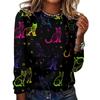Women's Halloween 3D Printed Pumpkin Face Bat Long Sleeve Shirt Autumn Loose Casual Polyester Round Neck Fashion Casual Top